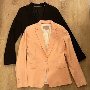 Two (2) Size 4 Banana Republic Jackets, 1 Peach Linen, 1 Black w/Waist Tie